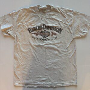 Vintage Y2K Harley Davidson 2007 Ghost Town Lummus Waynesville NC White XL Shirt